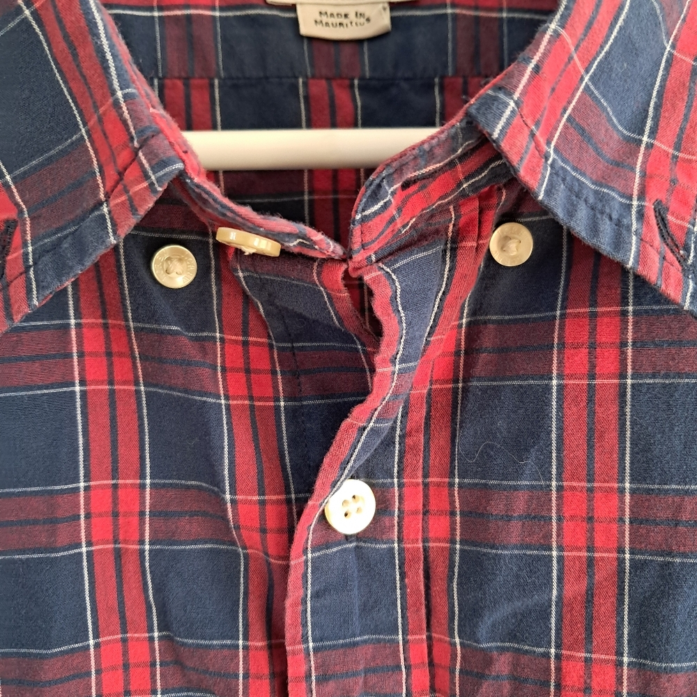 Vintage J.Crew Men’s XL Tartan Plaid Red Blue Button Down Shirt Long Sleeve - Picture 5 of 10
